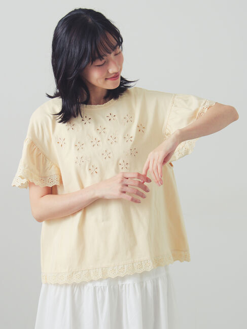 Samansa Mos2「カットワーク刺繍レースカットソー」|Tシャツ・カットソー|キナリ