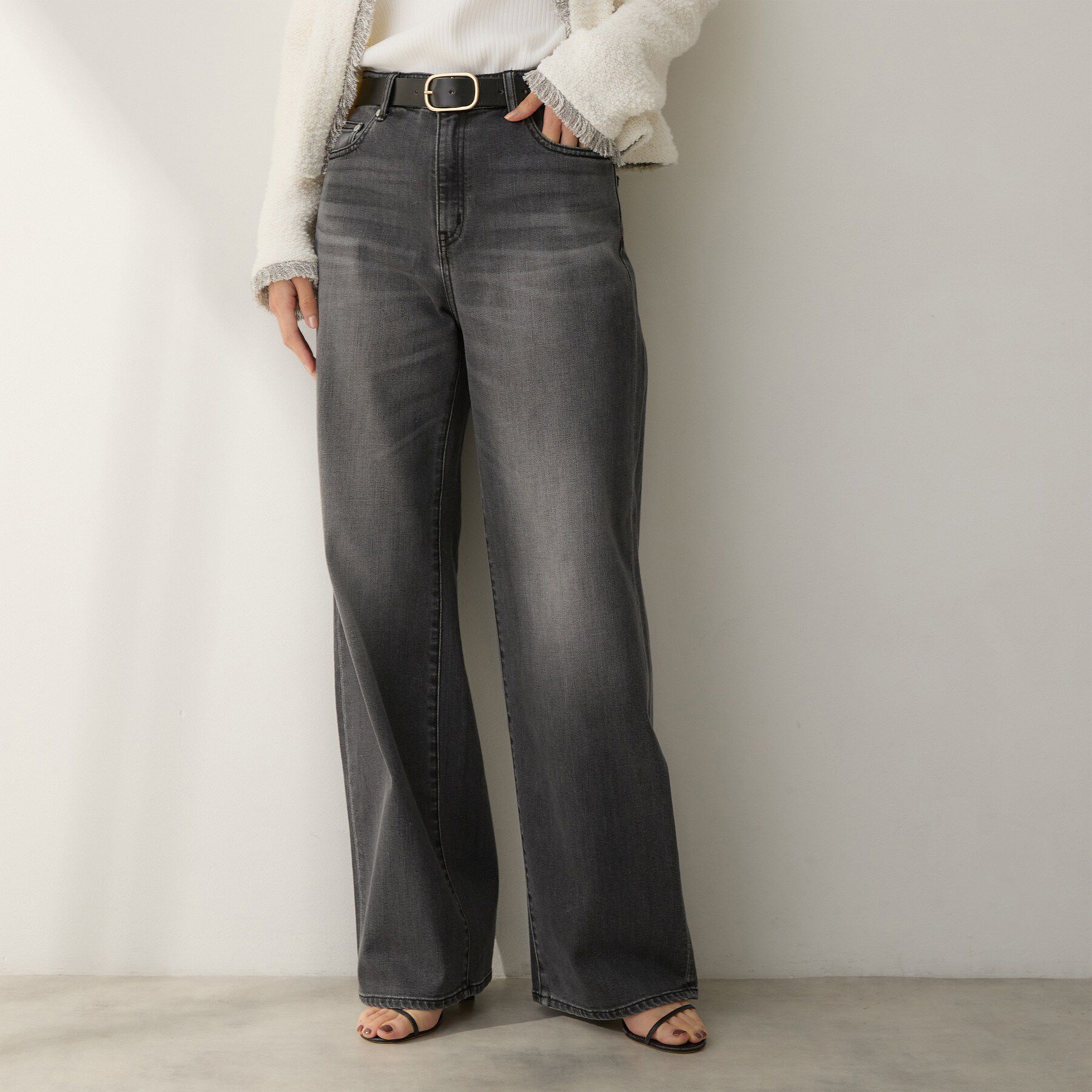 UNTITLED「【新色追加/人気デニム】MAKE&times;DENIM WIDE」|デニム|ブラック(019)
