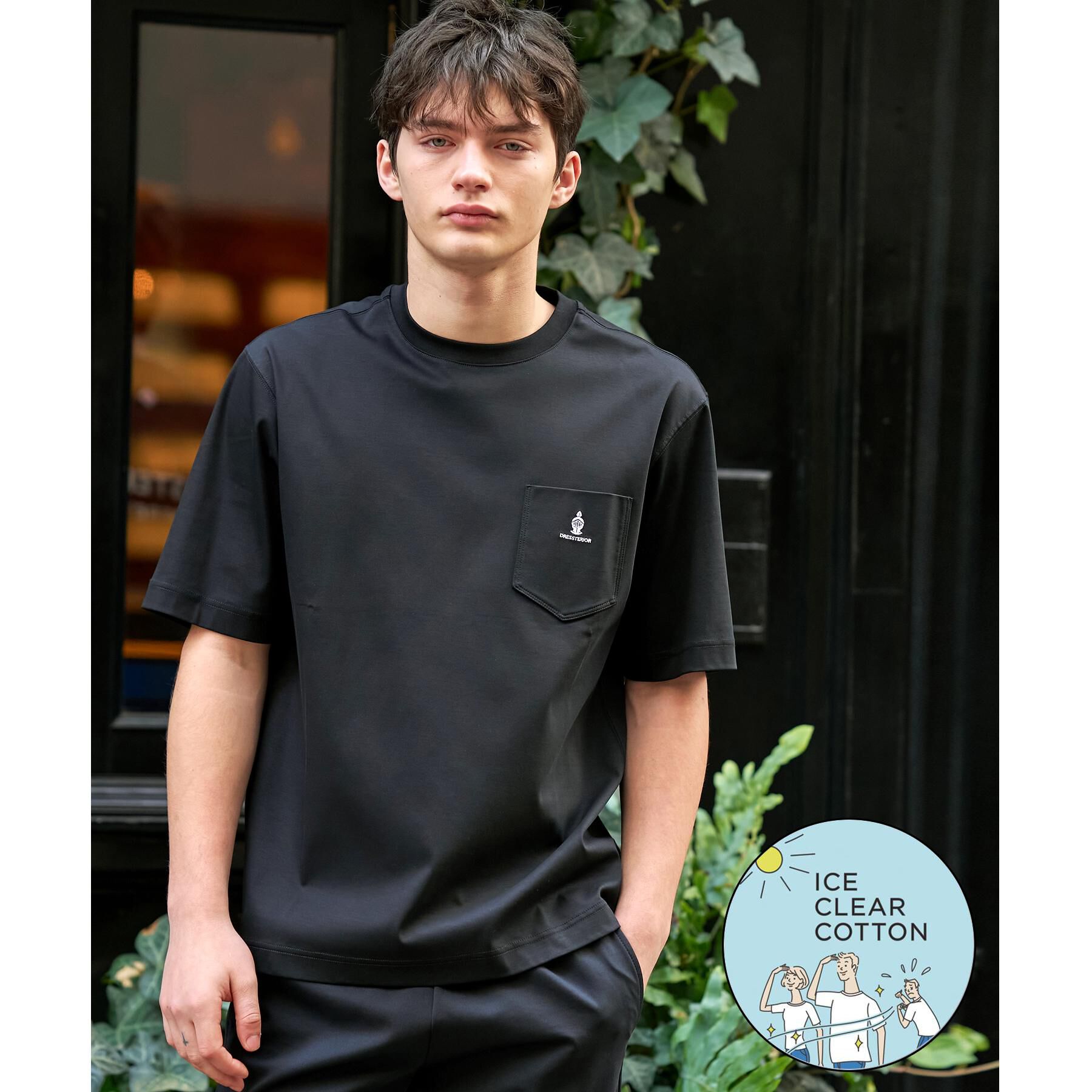 DRESSTERIOR「【接触冷感／抗菌防臭／消臭】ICE CLEAR COTTON オーバーフィットTシャツ」|Tシャツ・カットソー|ブラック(019)