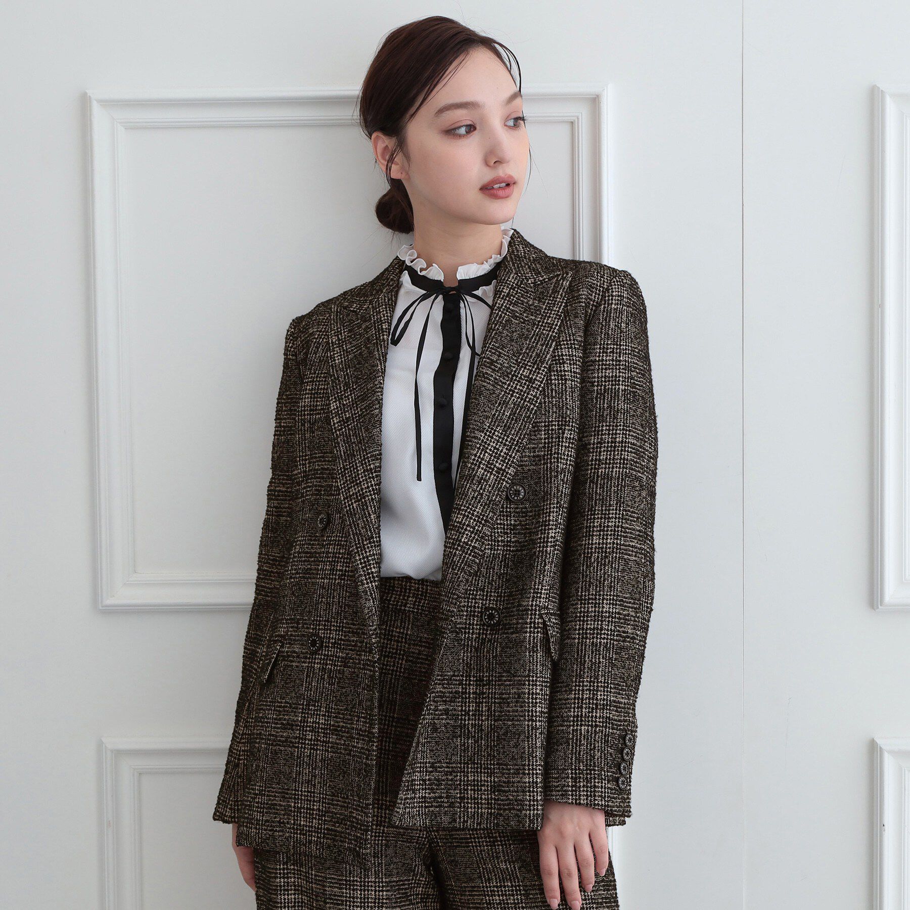 DRESSTERIOR「【セットアップ可能】ループグレンチェックダブルジャケット」|テーラードジャケット|