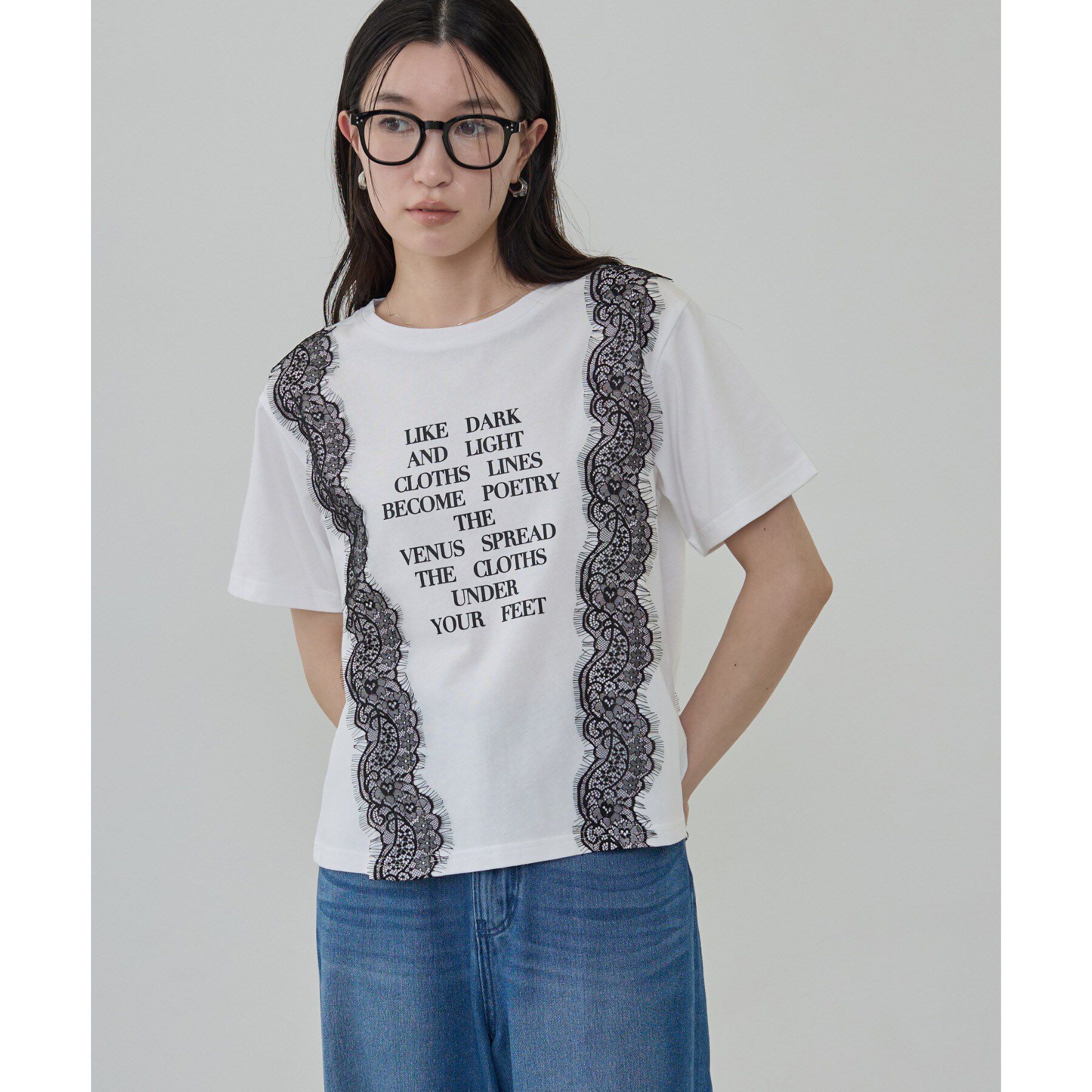 GALLEST「レースステッチドTシャツ」|Tシャツ・カットソー|ホワイト(001)