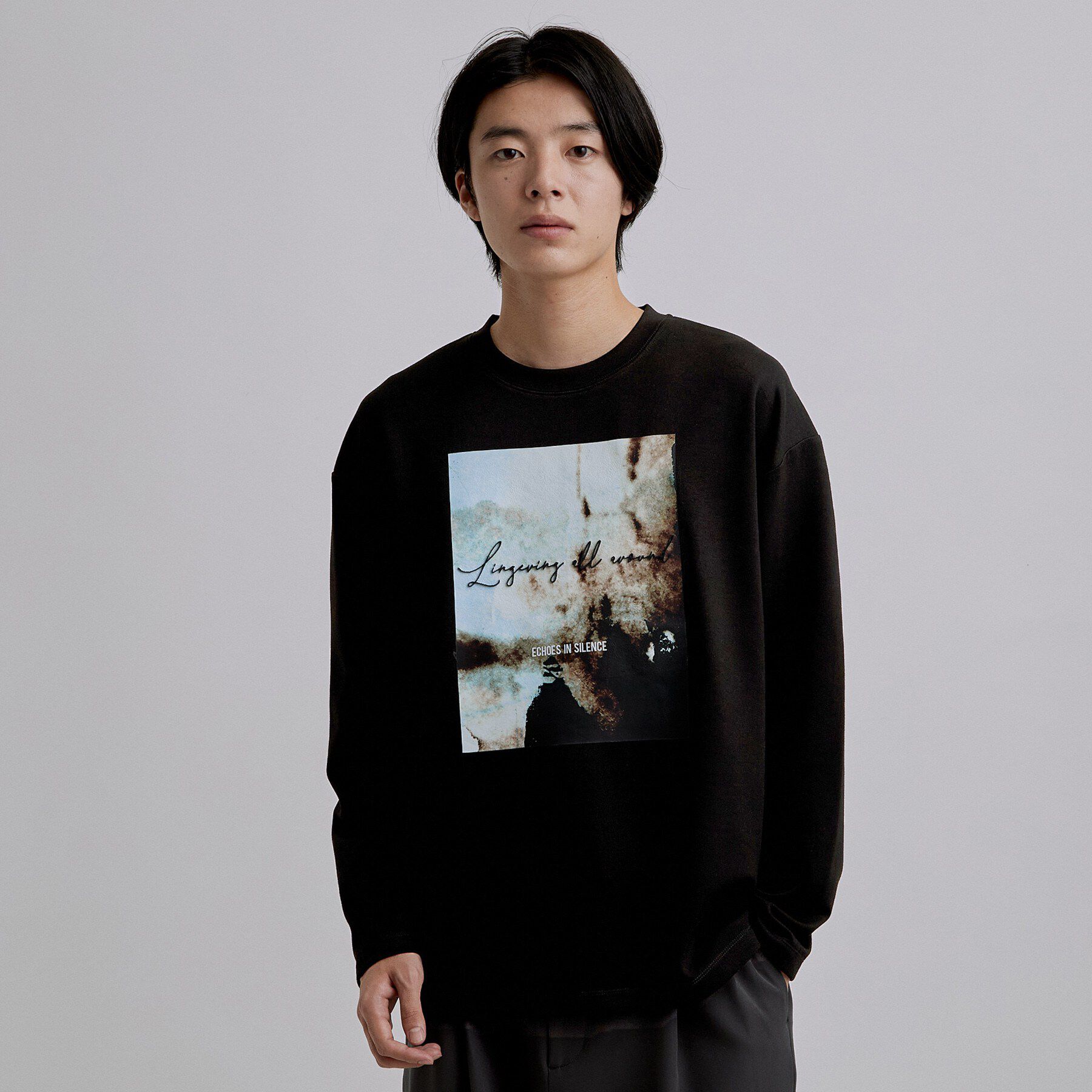 tk.TAKEO KIKUCHI「ブラシ刺繍長袖Tシャツ」|Tシャツ・カットソー|ブラック(019)