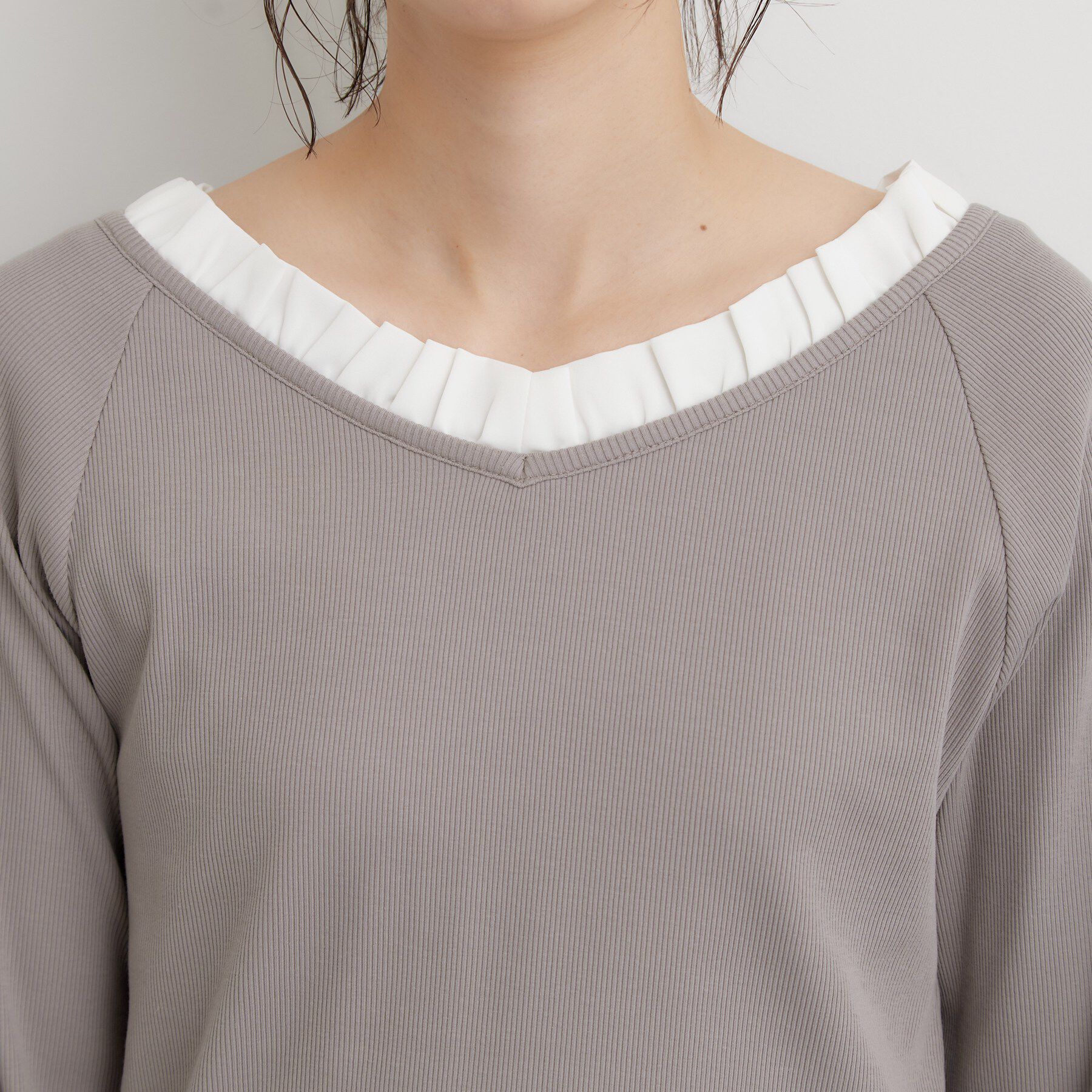 THE SHOP TK「フリル襟 リブカットソー」|Tシャツ・カットソー|