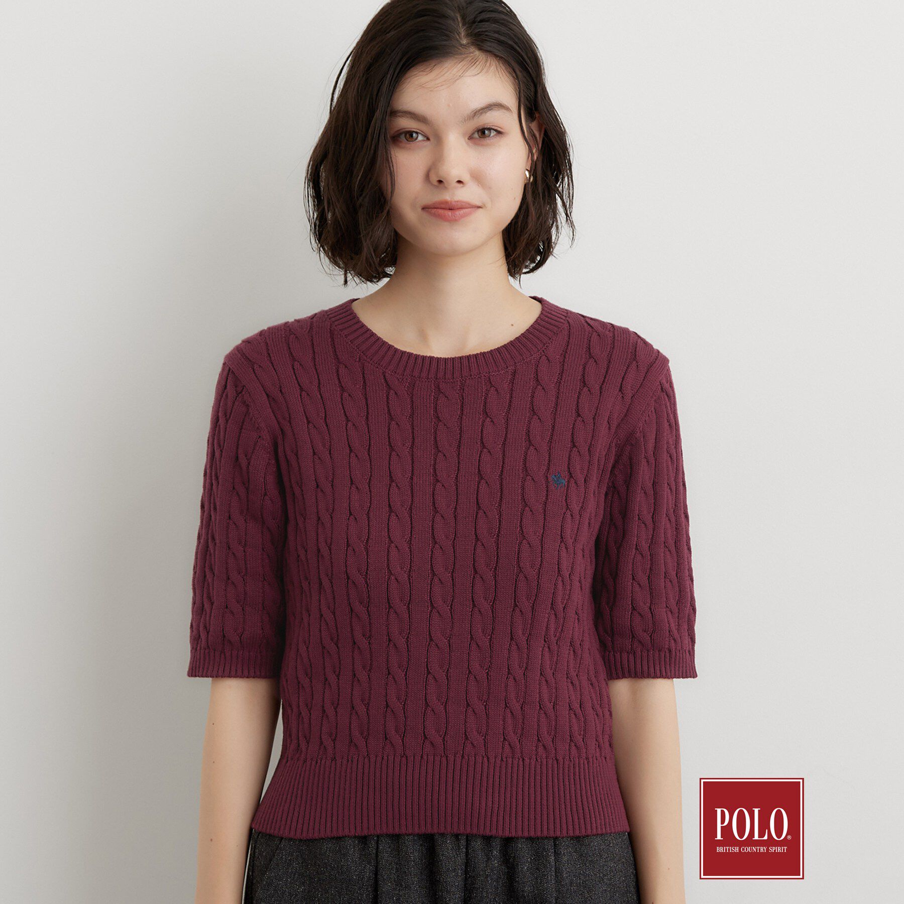 THE SHOP TK「POLO BCS/ケーブル半袖ニット」|ニット・セーター|