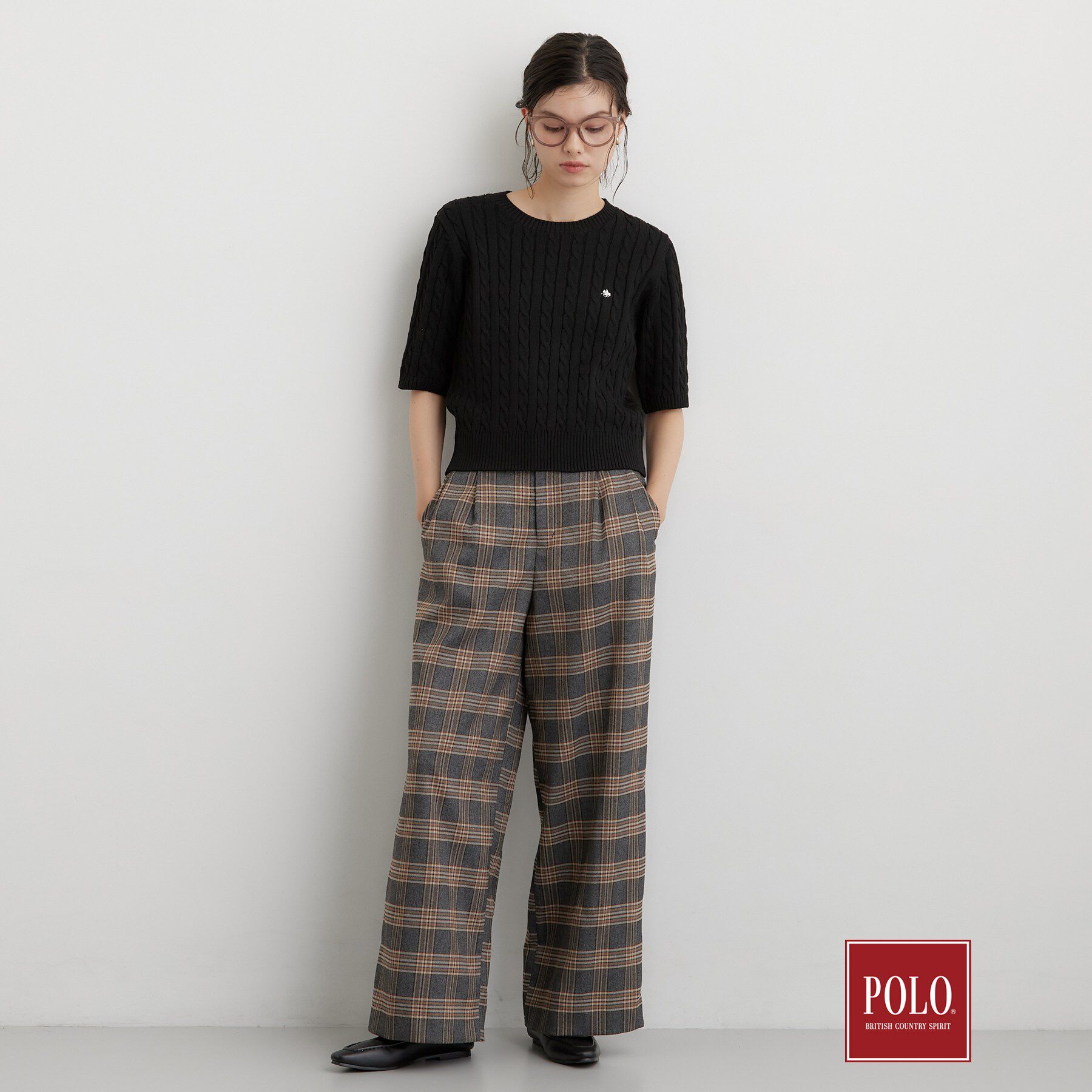 THE SHOP TK「POLO BCS/ケーブル半袖ニット」|ニット・セーター|