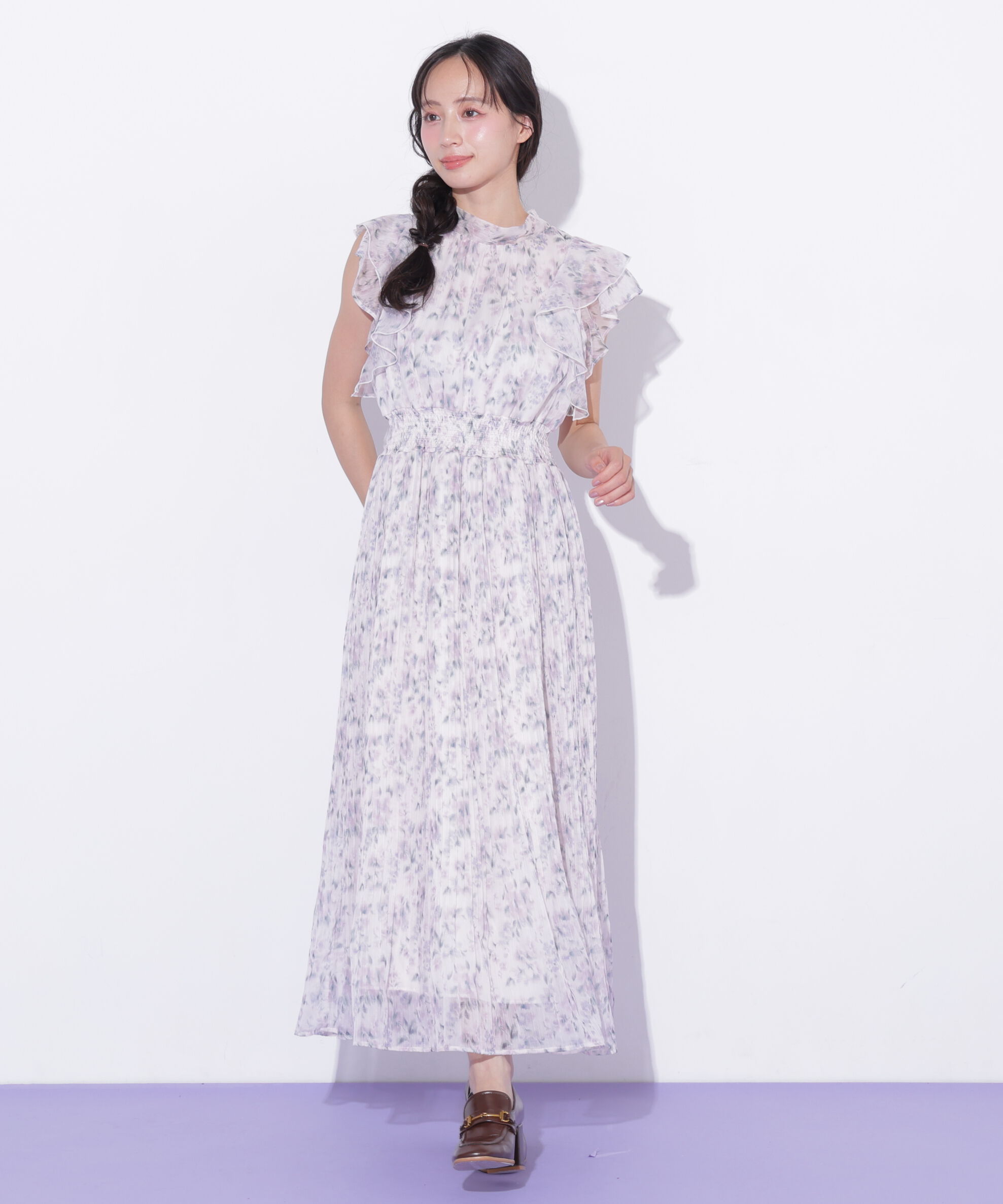  「ぼかしフラワープリントワンピース」|ワンピース|