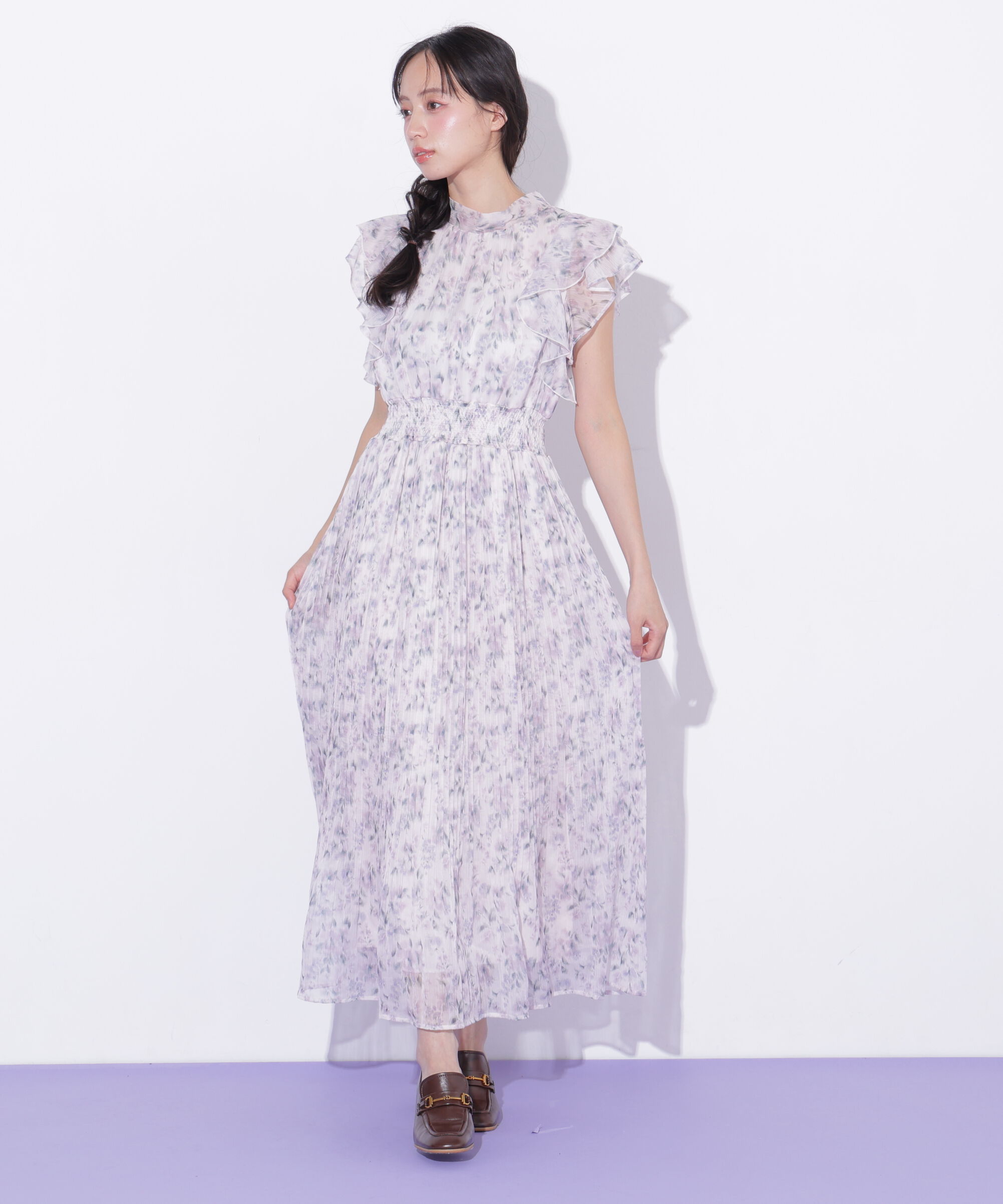  「ぼかしフラワープリントワンピース」|ワンピース|