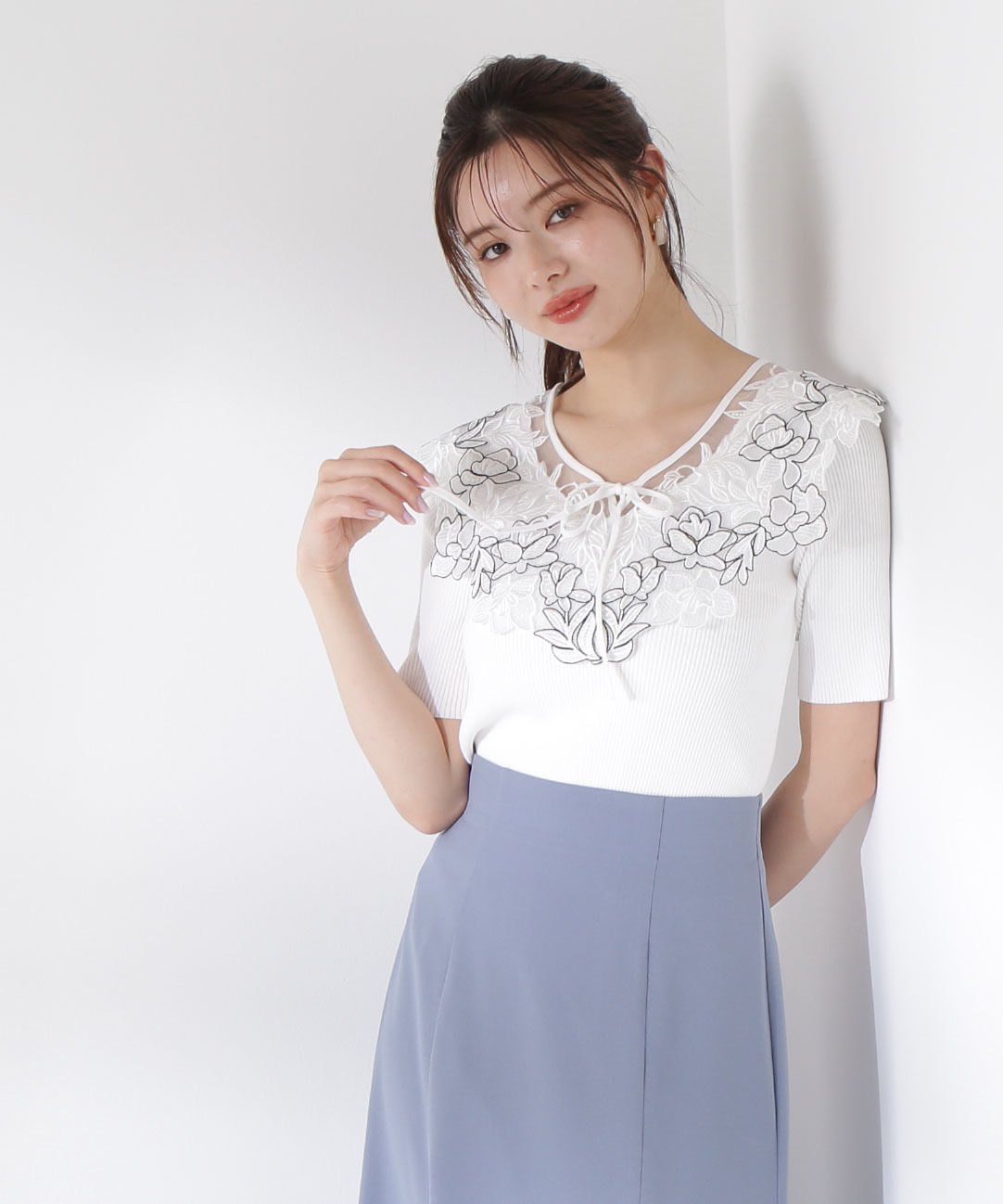 PROPORTION BODY DRESSING「ケープ風レース付きニット」|ニット・セーター|