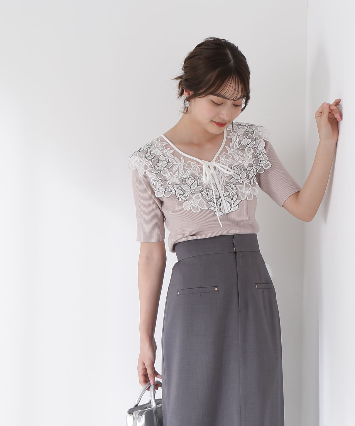 PROPORTION BODY DRESSING「ケープ風レース付きニット」|ニット・セーター|