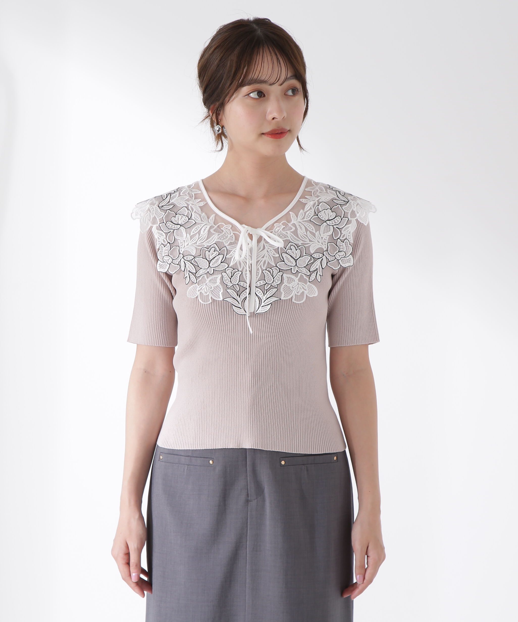 PROPORTION BODY DRESSING「ケープ風レース付きニット」|ニット・セーター|