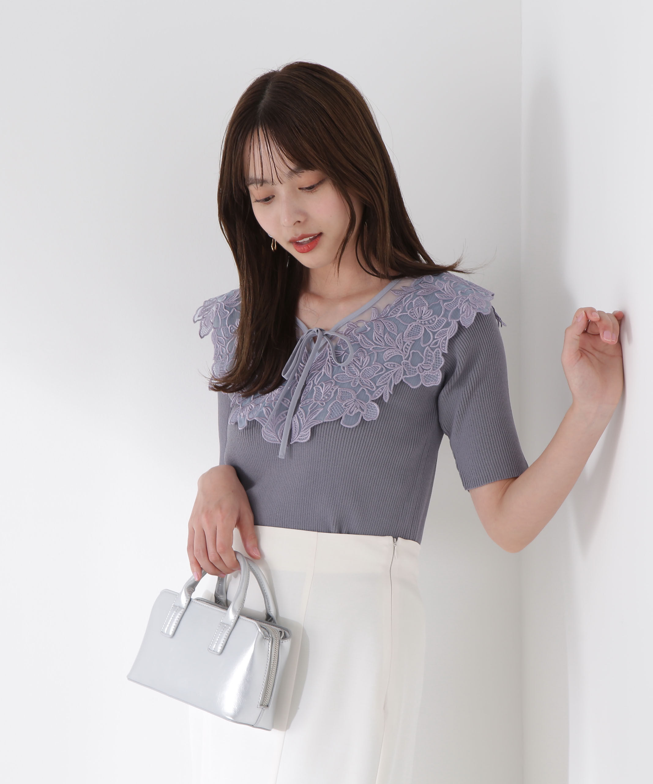 PROPORTION BODY DRESSING「ケープ風レース付きニット」|ニット・セーター|