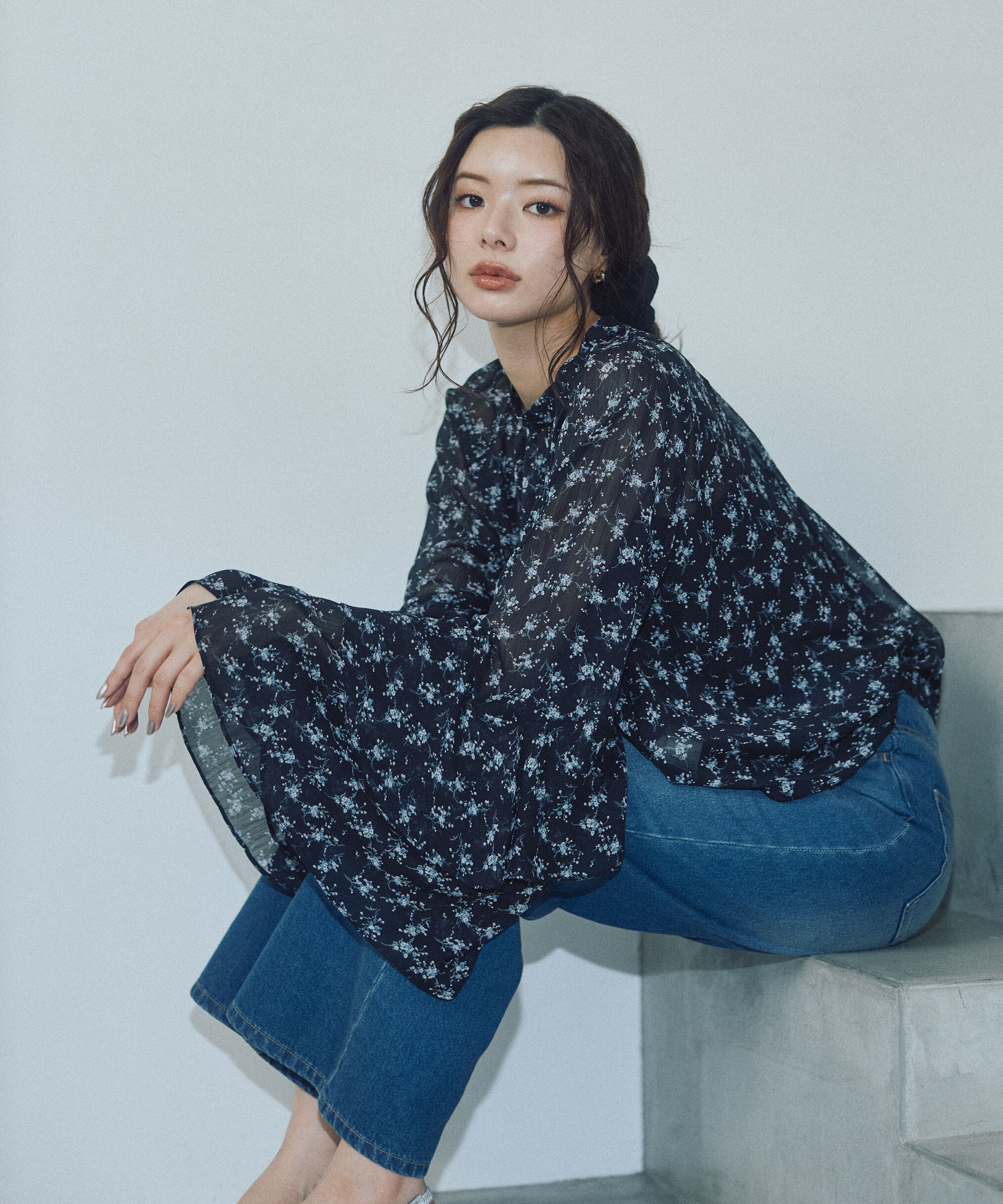 PROPORTION BODY DRESSING「〈a/mie〉ジョーゼットボリュームブラウス　26SS」|シャツ・ブラウス|ブラック