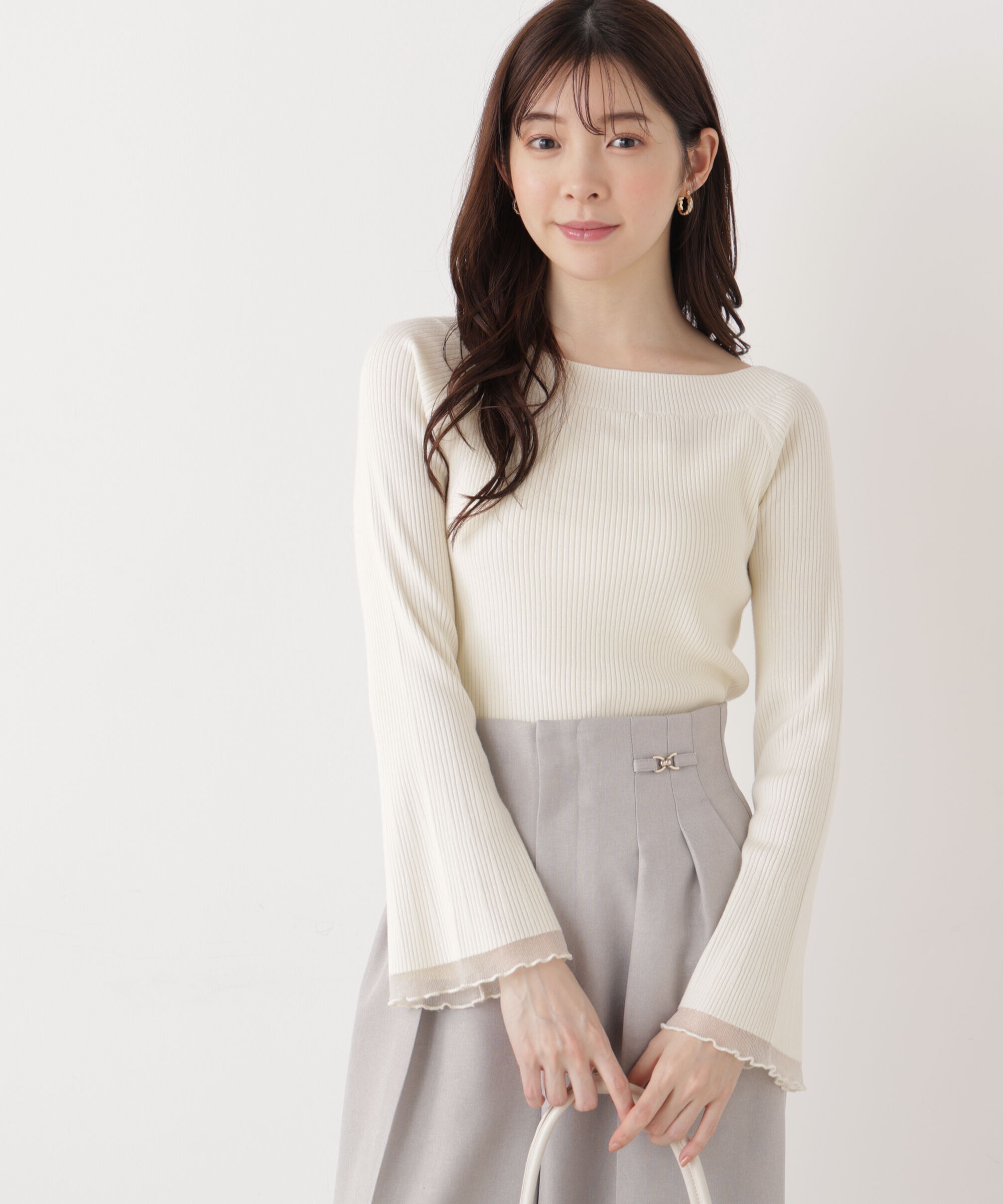 PROPORTION BODY DRESSING「シアー切り替えボートネックニット　26SS」|ニット・セーター|