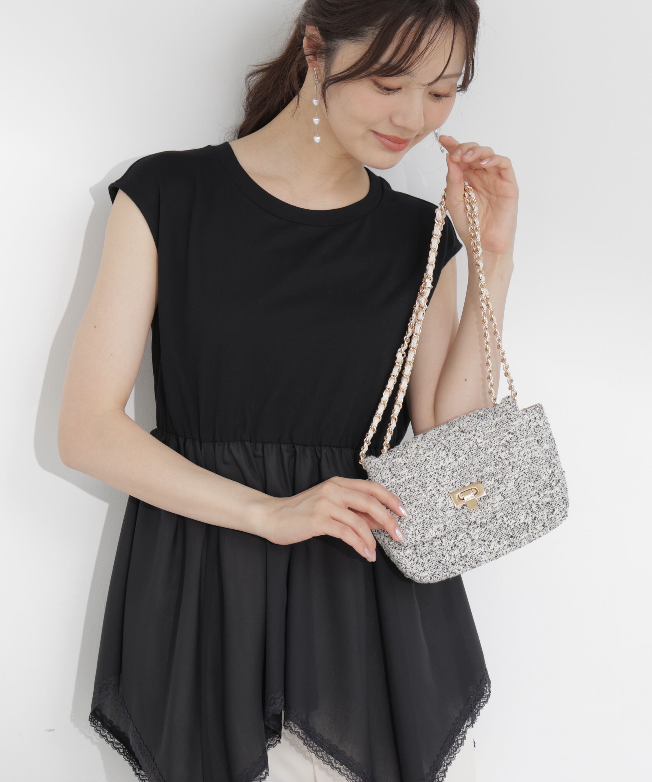 PROPORTION BODY DRESSING「ツイードミニショルダーバッグ」|その他|ブラック