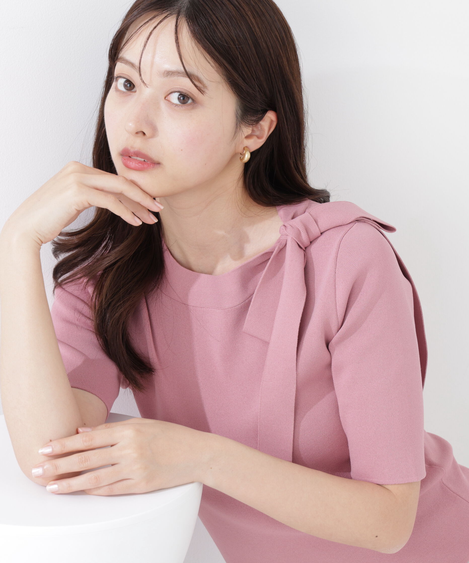 PROPORTION BODY DRESSING「＜UV＞サイドリボンニット　26SS」|ニット・セーター|ピンク