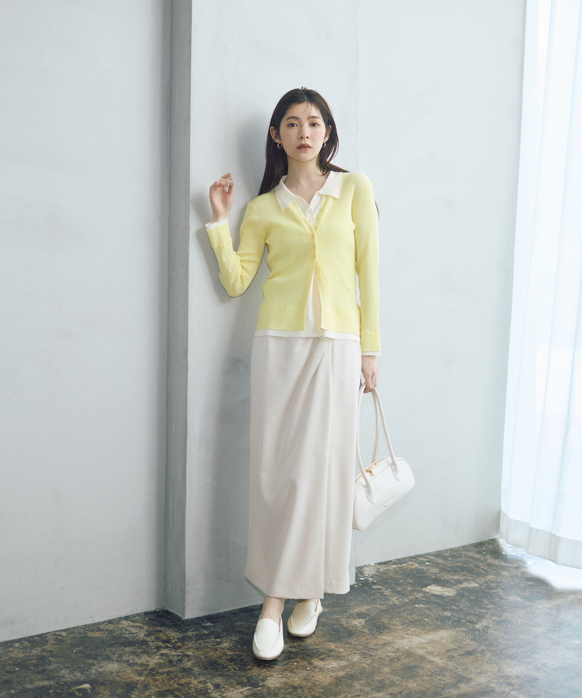 PROPORTION BODY DRESSING「＜今村朱里さんコラボ＞アシメタックナロースカート 26SS」|スカート|エクリュ1