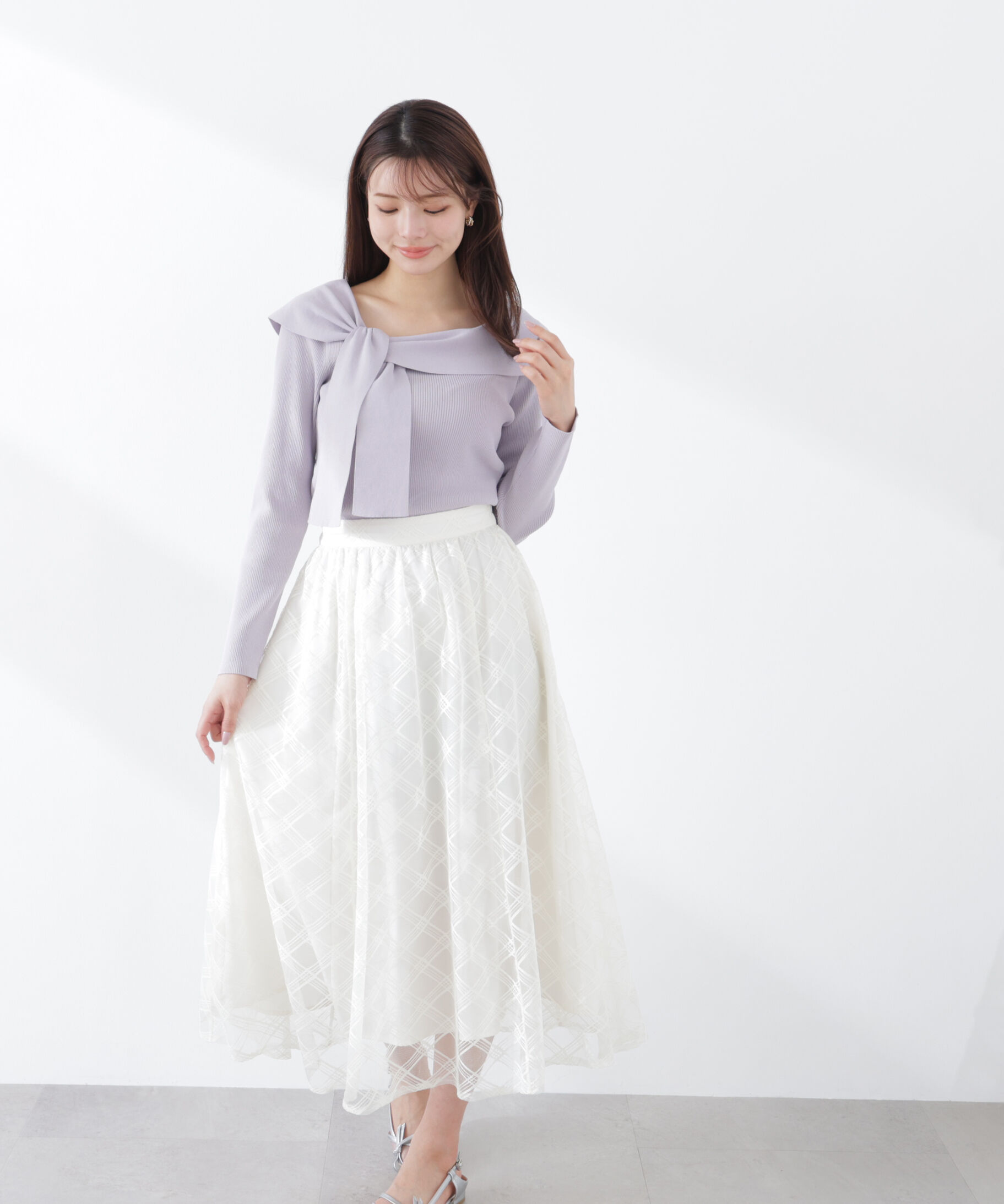 PROPORTION BODY DRESSING「シアーチェックフレアスカート　26SS」|スカート|