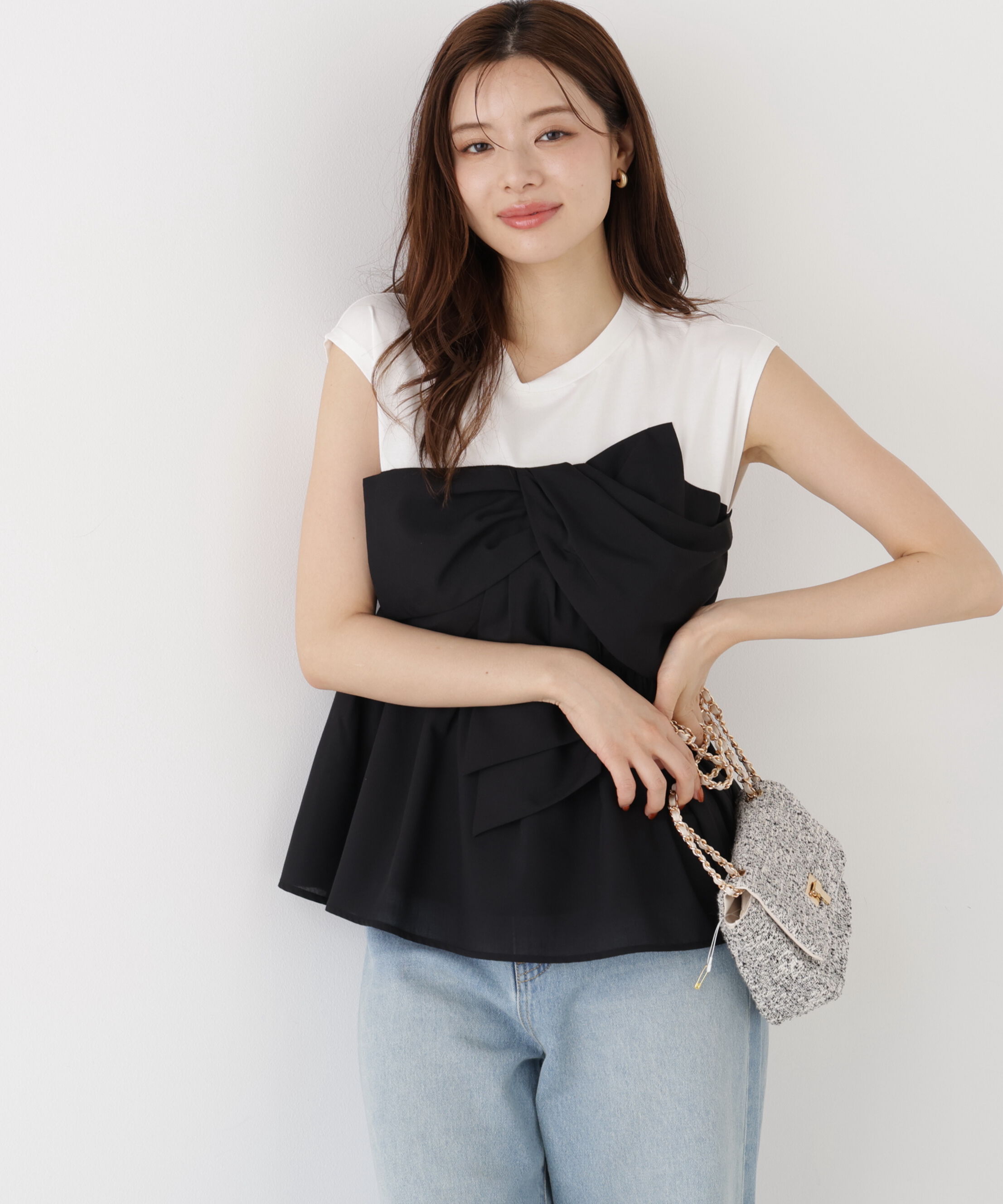 PROPORTION BODY DRESSING「フロントリボンドッキングカットソー」|Tシャツ・カットソー|