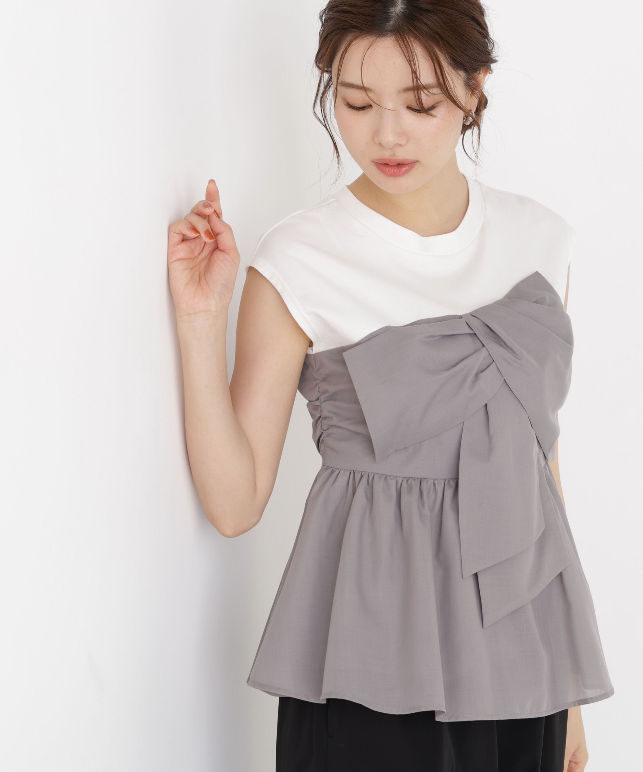 PROPORTION BODY DRESSING「フロントリボンドッキングカットソー」|Tシャツ・カットソー|