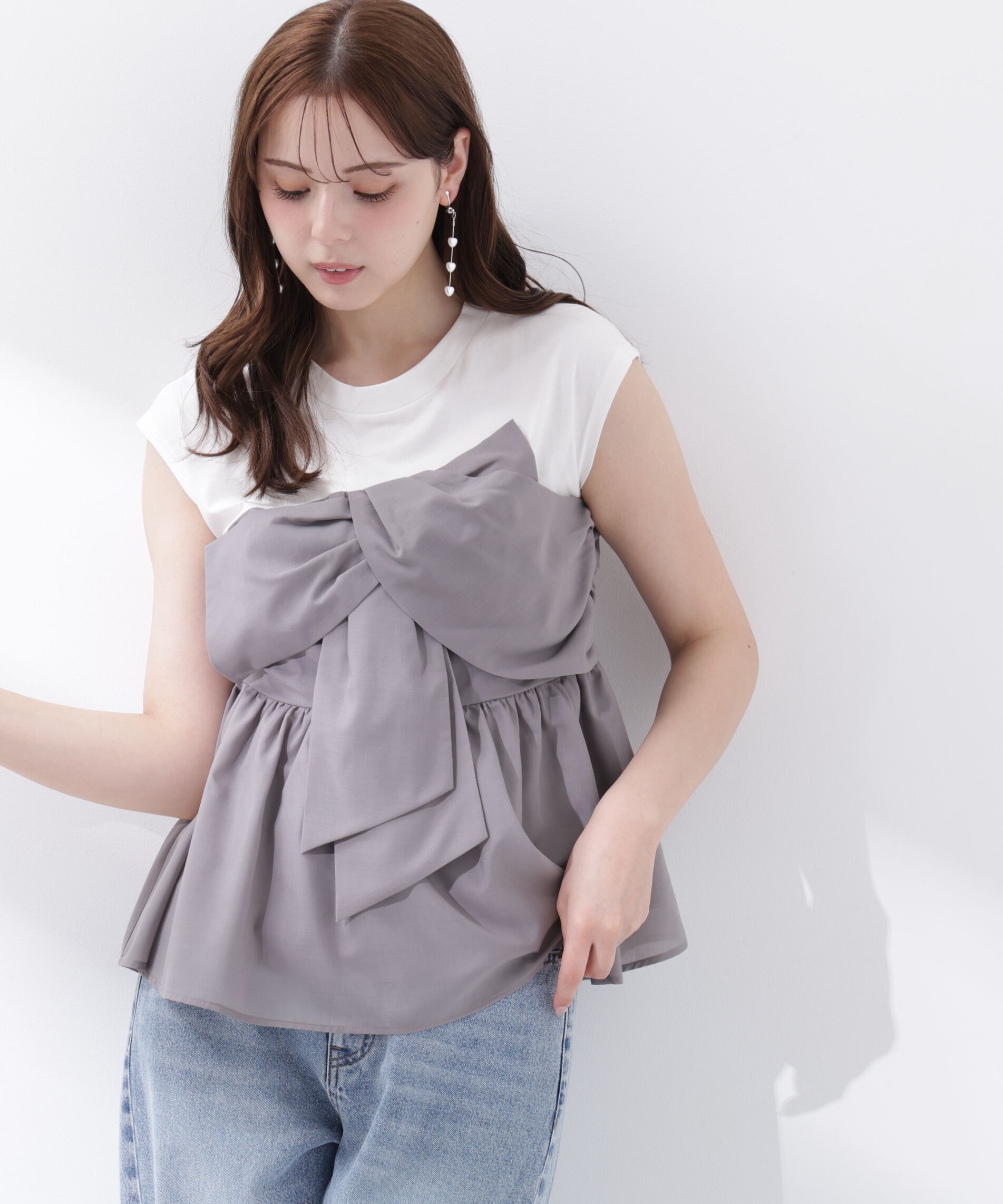 PROPORTION BODY DRESSING「フロントリボンドッキングカットソー」|Tシャツ・カットソー|