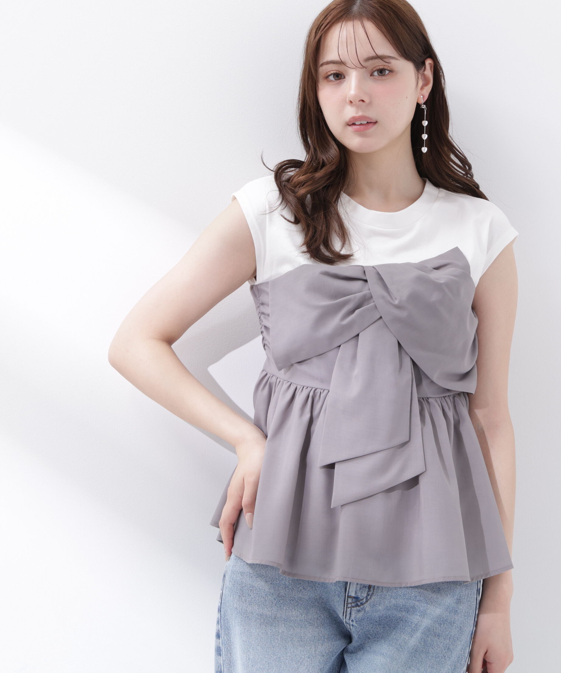 PROPORTION BODY DRESSING「フロントリボンドッキングカットソー」|Tシャツ・カットソー|
