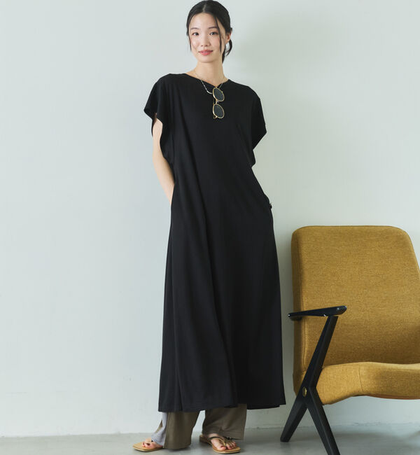 Doux archives「【接触冷感・ウォッシャブル・ＵＶカット】Ａラインワンピース」|ワンピース|BLACK