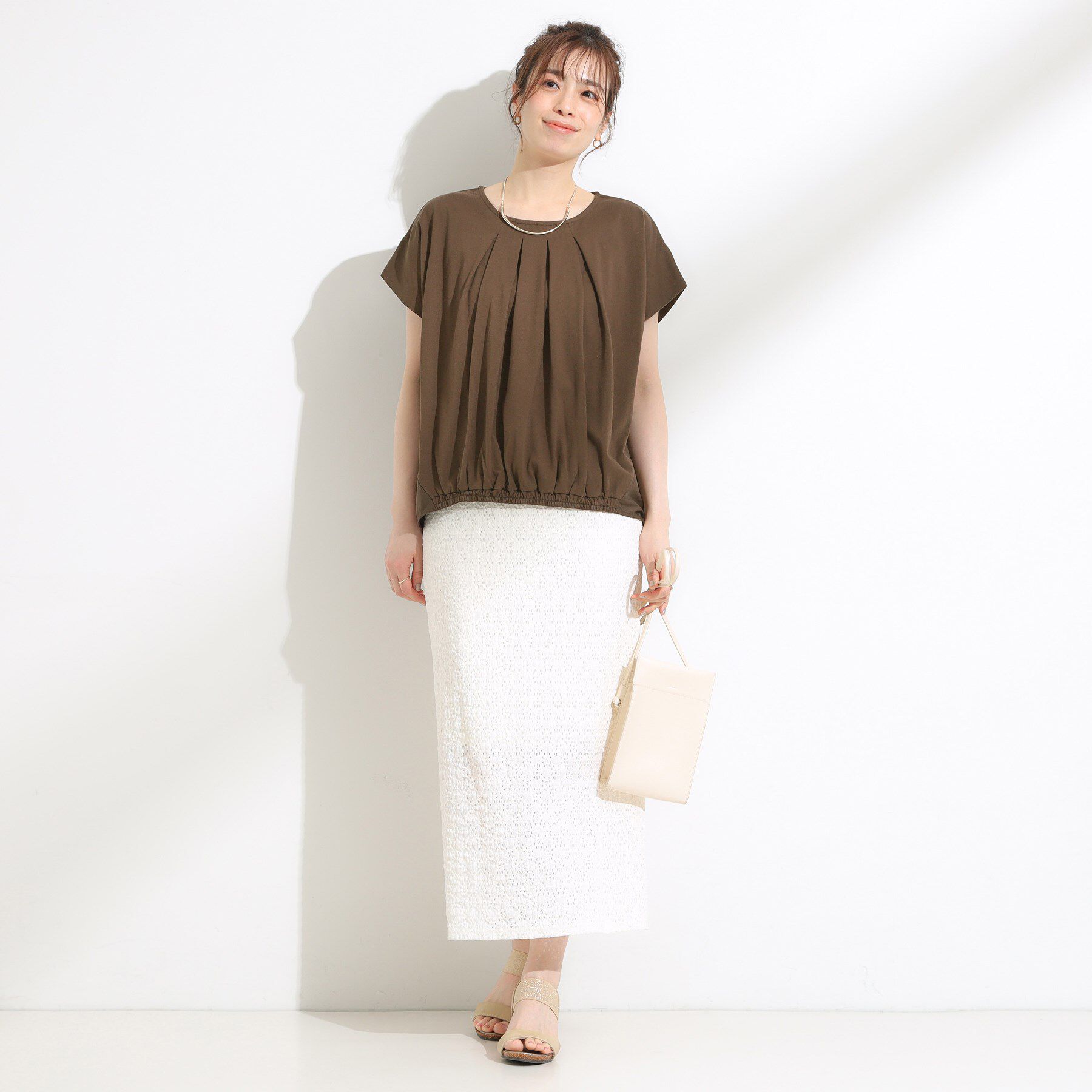 SHOO･LA･RUE「【S-LL】インせず着られる 異素材使い デザイントップス」|Tシャツ・カットソー|