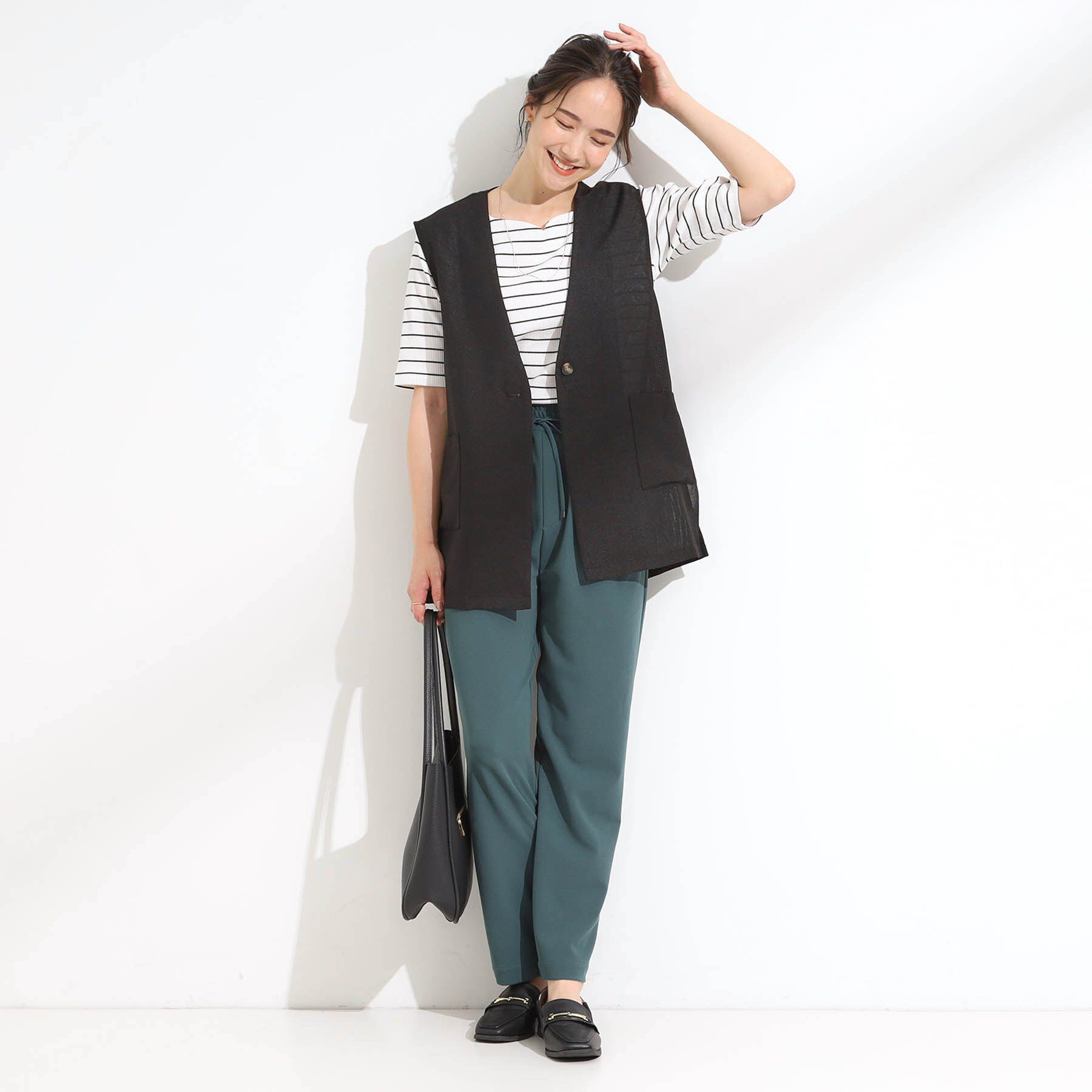 SHOO･LA･RUE「【S-LL】女性らしさ漂うハートネック テレコ5分袖トップス」|Tシャツ・カットソー|