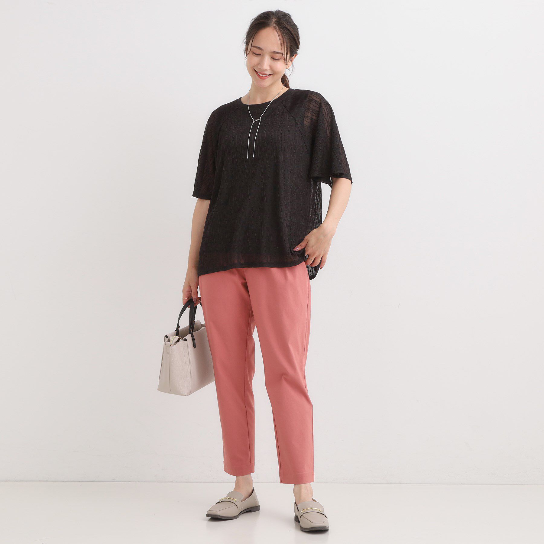 SHOO･LA･RUE「【S-LL/二の腕カバー】ウエーブ柄 インナードッキングトップス」|Tシャツ・カットソー|