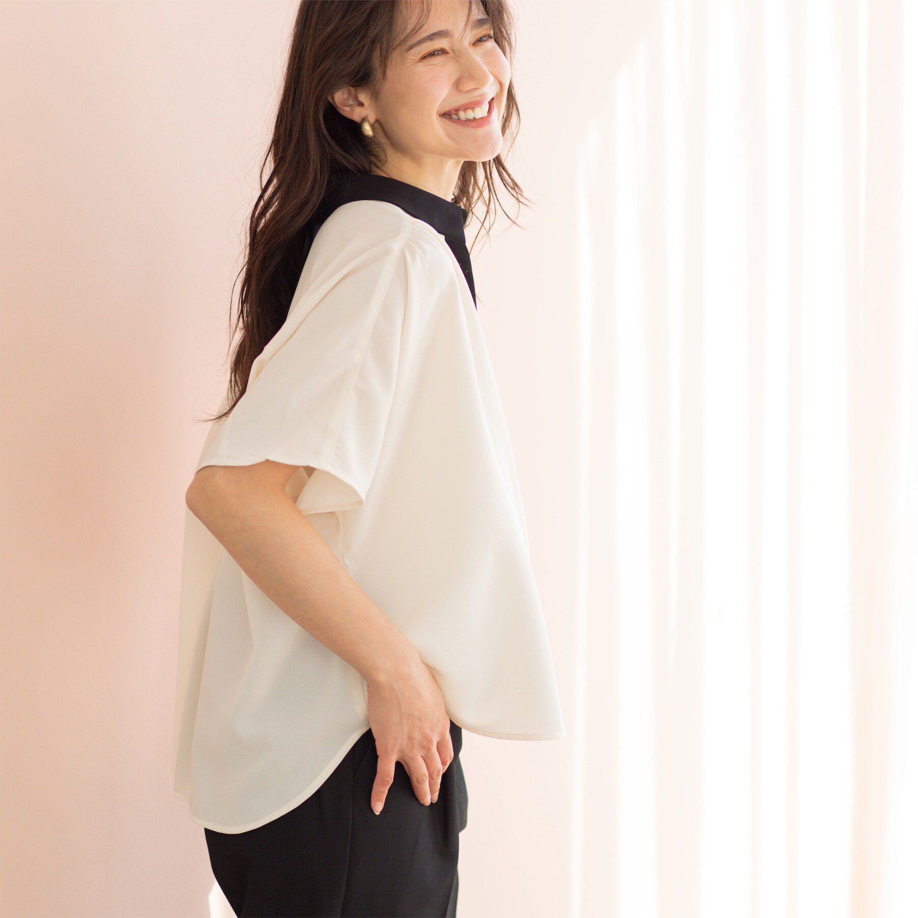 SHOO･LA･RUE「バイカラードルマンブラウス」|シャツ・ブラウス|