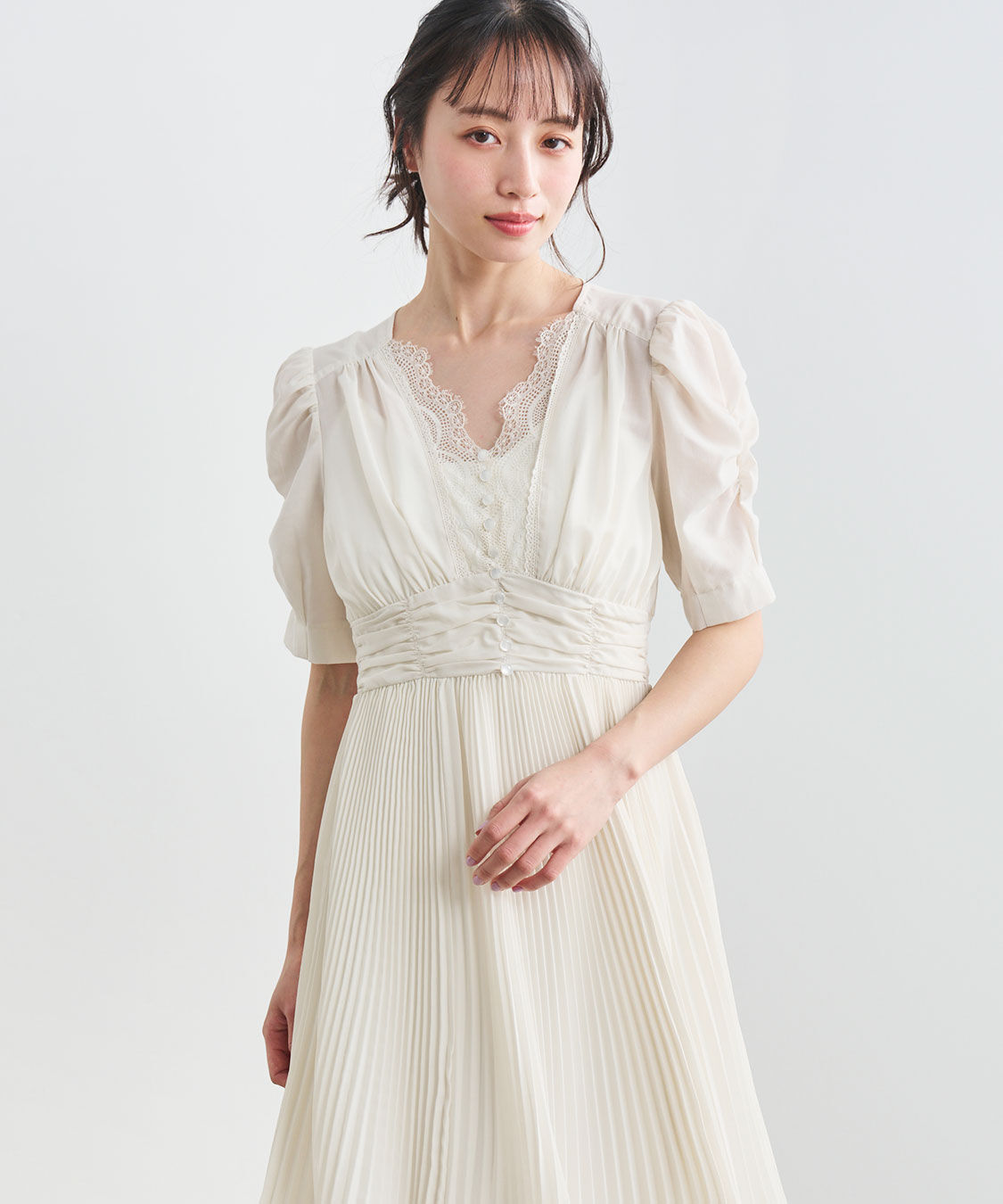 COCO DEAL「レースディテールプリーツワンピース」|ワンピース|