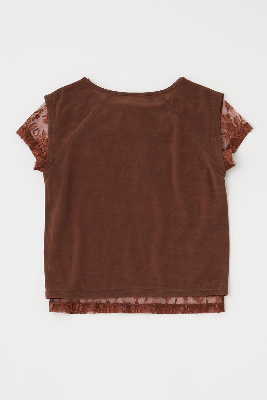 MOUSSY「LACE LAYERED OPEN NECK トップス」|Tシャツ・カットソー|