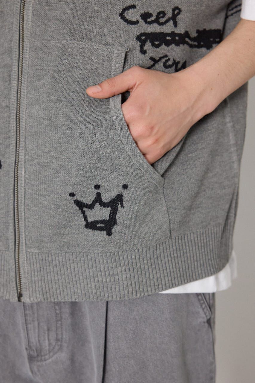 RODEO CROWNS「ノースリーブラクガキニットZIPパーカー」|パーカー|