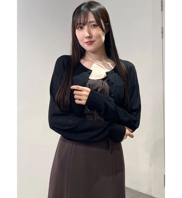 MERCURYDUO「コンパクトシアークルーネックロングスリーブカーディガン」|カーディガン|