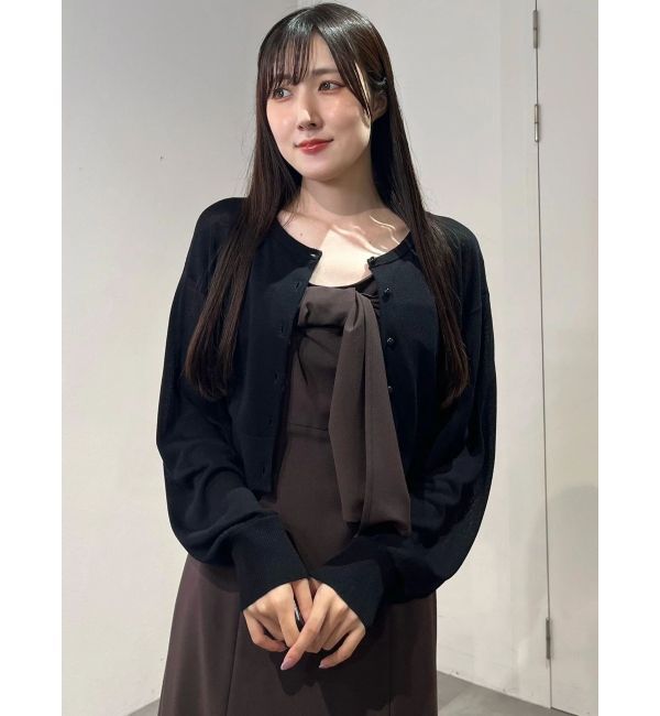 MERCURYDUO「コンパクトシアークルーネックロングスリーブカーディガン」|カーディガン|
