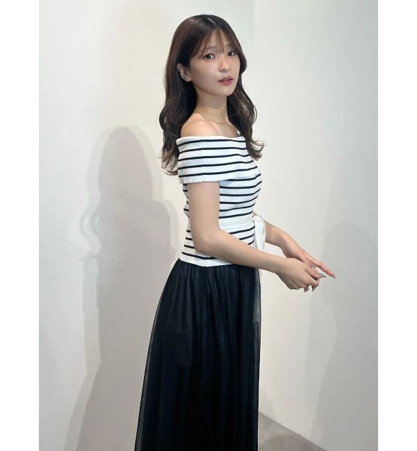 MERCURYDUO「オフショルチュールドッキングニットワンピース」|ワンピース|