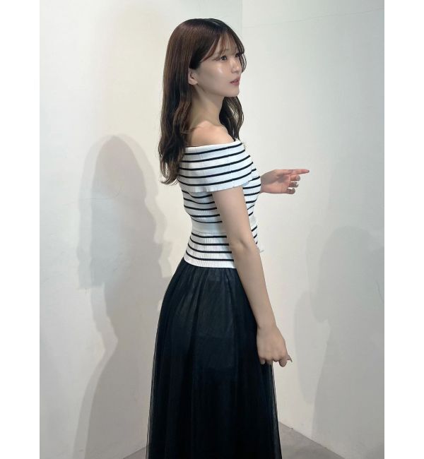 MERCURYDUO「オフショルチュールドッキングニットワンピース」|ワンピース|