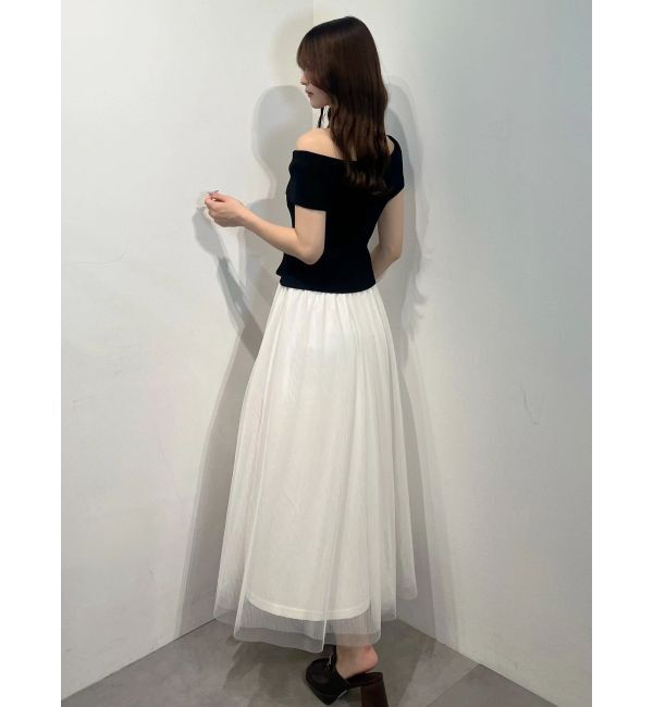 MERCURYDUO「オフショルチュールドッキングニットワンピース」|ワンピース|