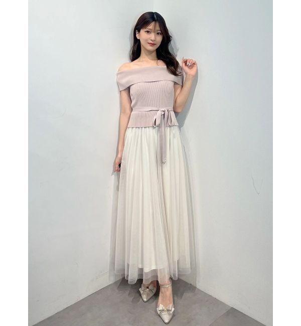 MERCURYDUO「オフショルチュールドッキングニットワンピース」|ワンピース|