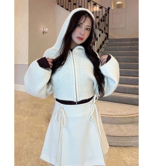 MERCURYDUO「ZIP-UPニットフーディ」|カーディガン|