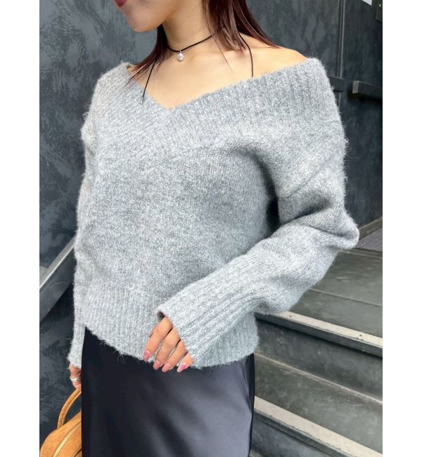 LAGUNAMOON「【WEB限定】Vネックカラーショートニットプルオーバー」|ニット・セーター|