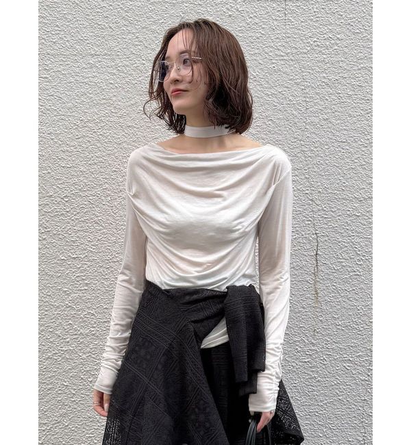 LAGUNAMOON「ドレープボウタイカットトップス」|Tシャツ・カットソー|アイボリー