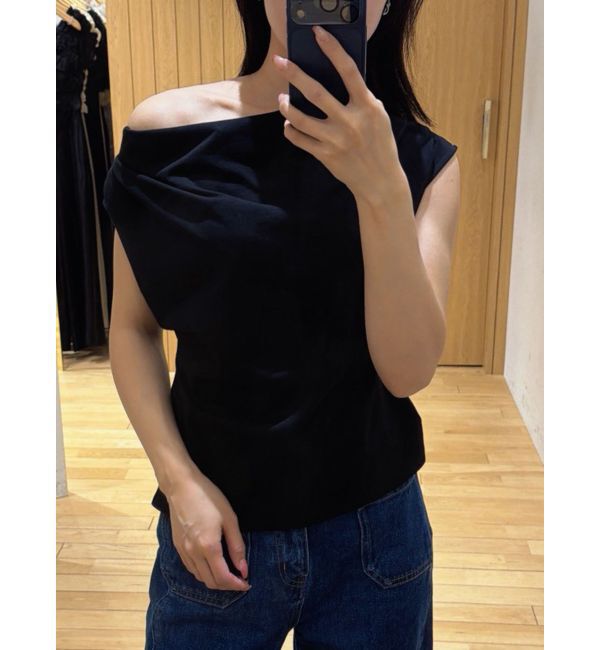 LAGUNAMOON「【接触冷感】オフショルドレープカットトップス」|Tシャツ・カットソー|