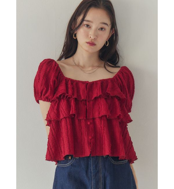 LAGUNAMOON「ティアードパフスリーブトップス」|シャツ・ブラウス|