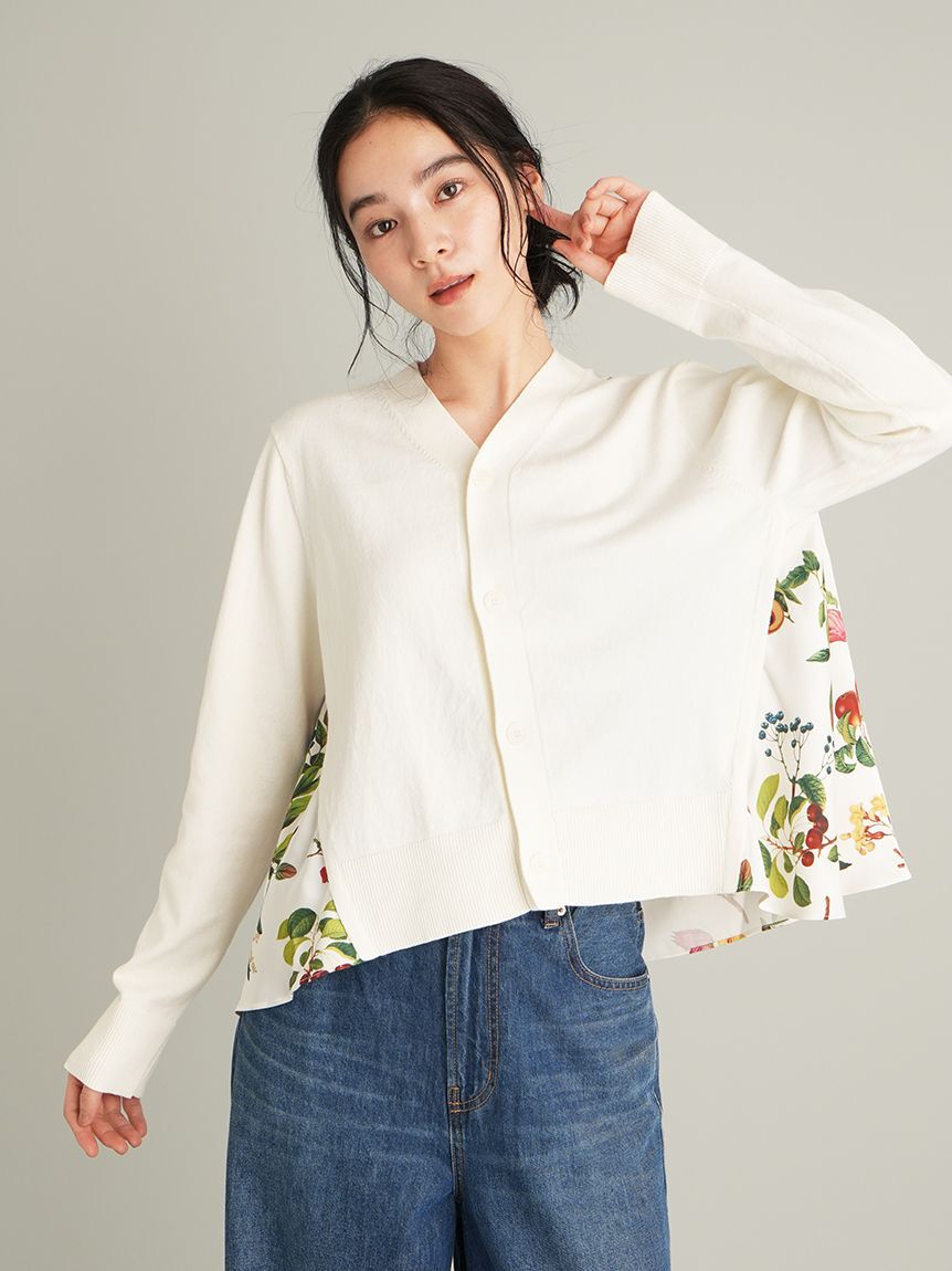 Mila Owen「【WEB限定カラー】カシミヤコットンボタニカルドッキングカーディガン」|カーディガン|IVR