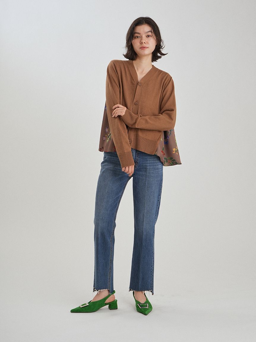 Mila Owen「【WEB限定カラー】カシミヤコットンボタニカルドッキングカーディガン」|カーディガン|