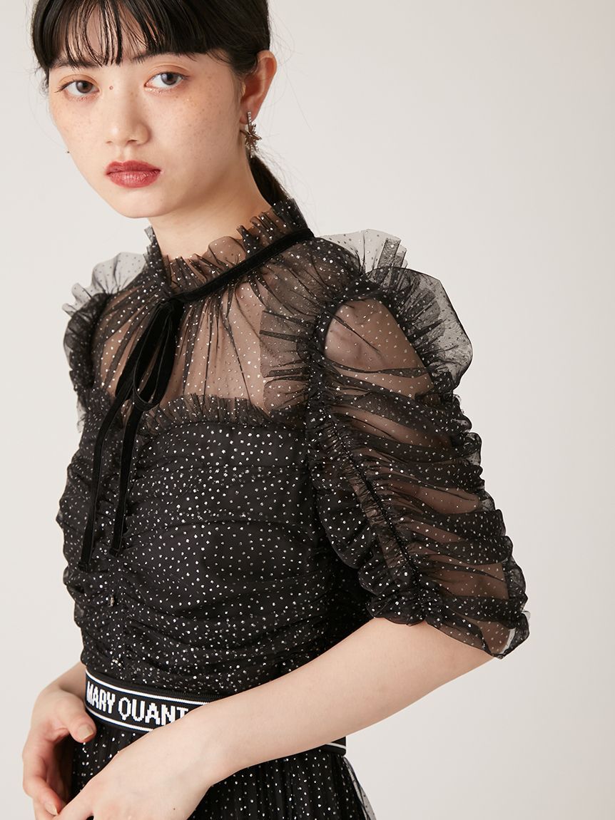 LILY BROWN「【LILY BROWN&times;MARY QUANT】ベルト付きドットチュールドレス」|ドレス|