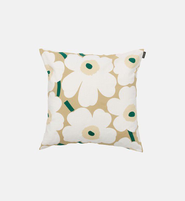 Marimekko「Pieni Unikko クッションカバー 50&times;50cm」|クッション・クッションカバー|ｻﾝﾄﾞ&times;ﾎﾜｲﾄ&times;ｴﾒﾗﾙﾄﾞ