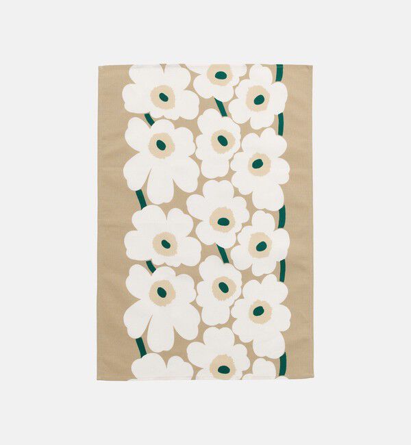 Marimekko「Unikko ティータオル 47&times;70cm」|その他|ｻﾝﾄﾞ&times;ﾎﾜｲﾄ&times;ｴﾒﾗﾙﾄﾞ