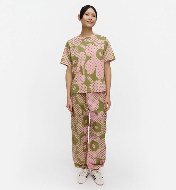 Marimekko「Else Unikko Tシャツ」|シャツ・ブラウス|ｸﾞﾘｰﾝ&times;ﾗｲﾄﾋﾟﾝｸ